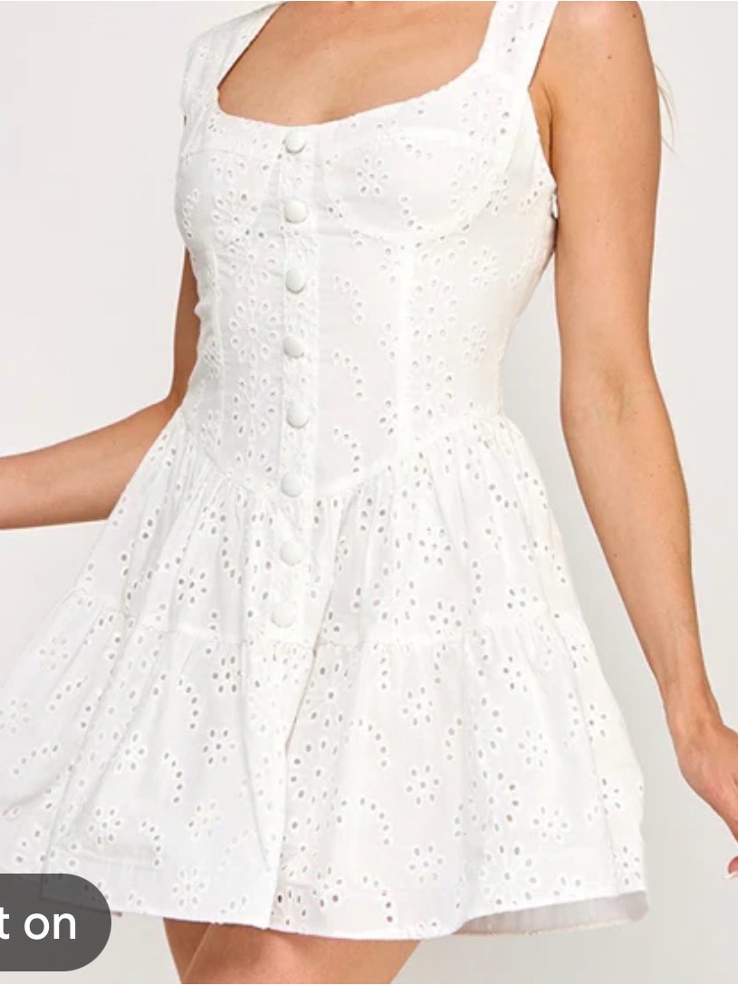 White Eyelet Button-Front Sundress
